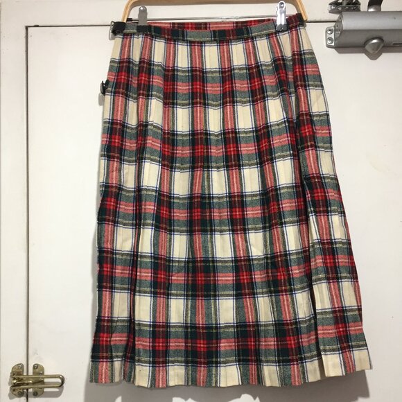 VINTAGE MOSBROOK WOOL PLAID PLEATED KILT SKIRTS SIZE 14 - Picture 3 of 8